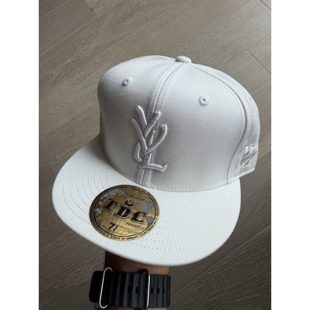 TDC Playboi Carti YVL Fitted Hat All White Opium Pitbull Cap 7 5/8